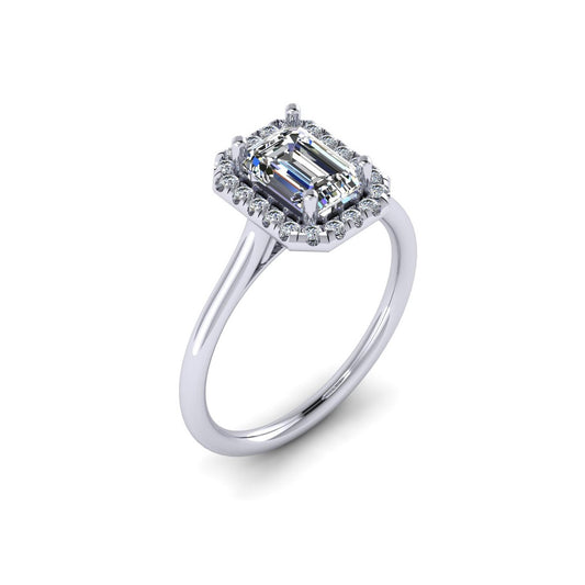 Semi-Mount Emerald Halo Engagement Ring RS8300