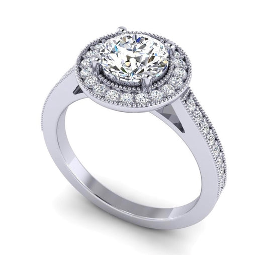 Semi-Mount Round Halo Engagement Ring RS8303