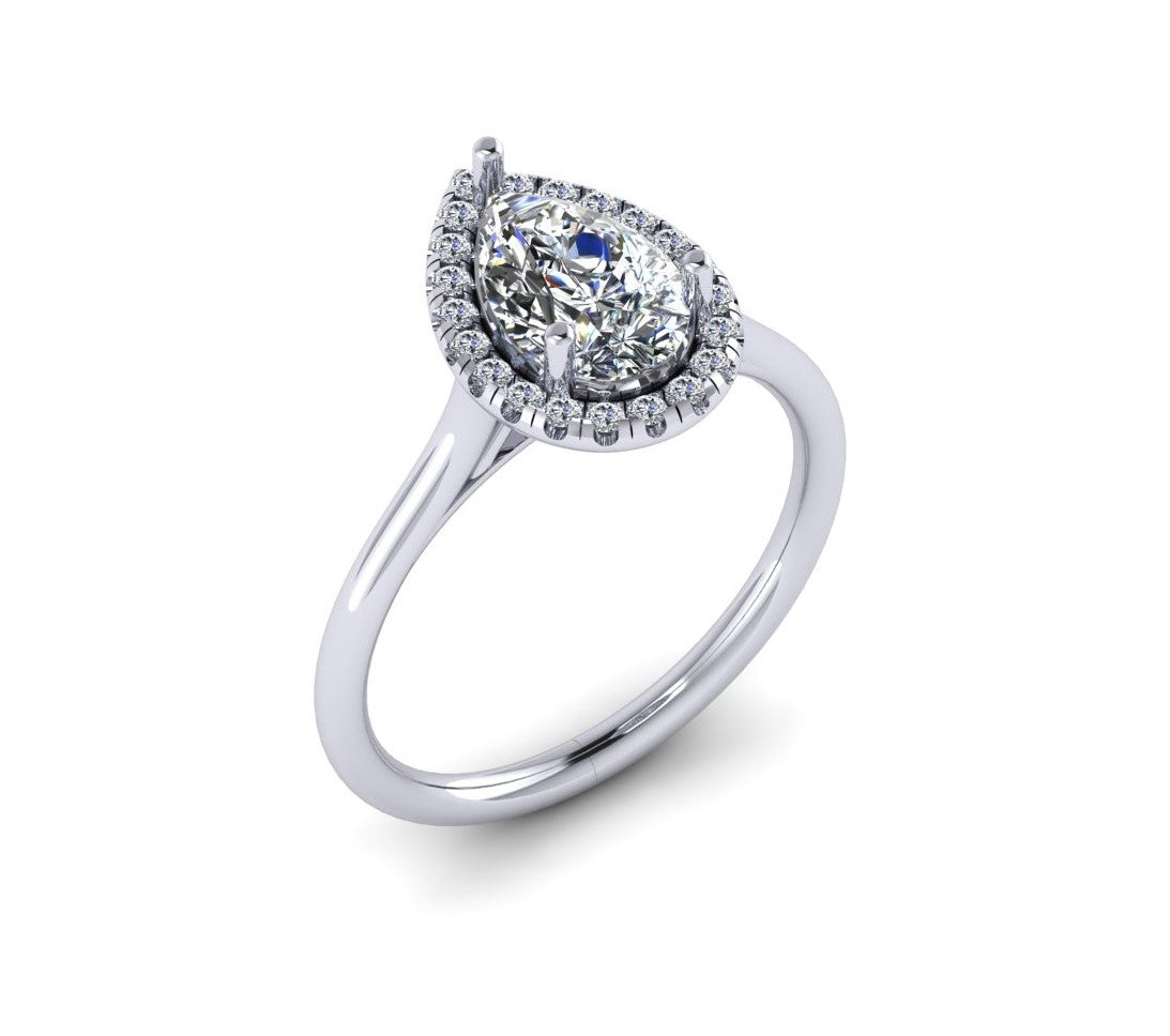 Semi-Mount Pear Halo Engagement Ring RS8314