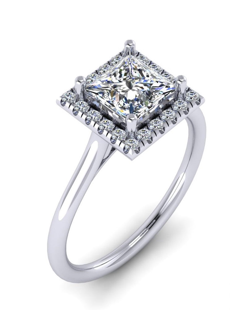 Semi-Mount Princess Halo Engagement Ring RS8316