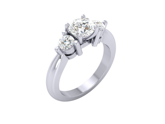 Three-Stone Semi-Mount Engagement Ring with Round Diamonds RS8329