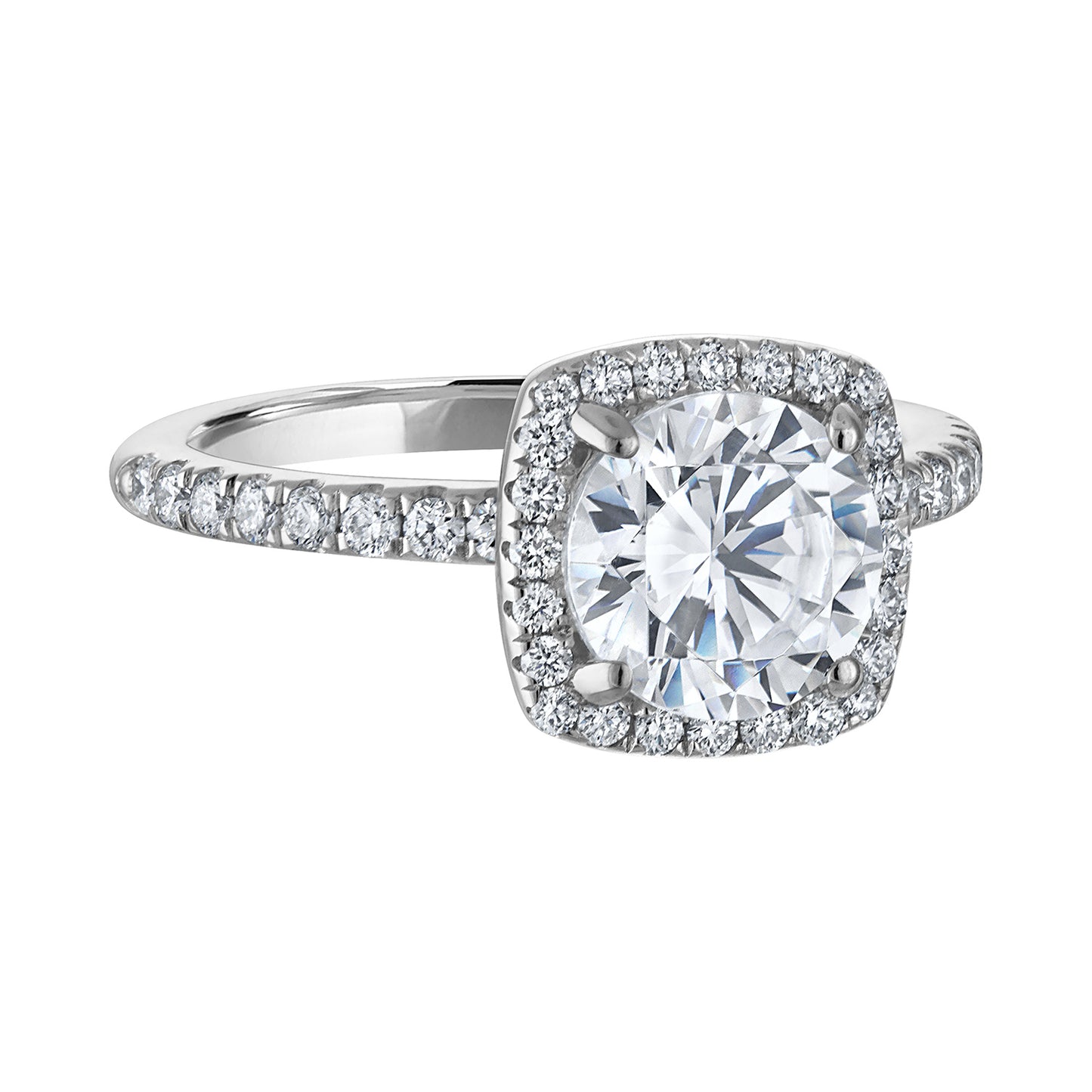 Semi-Mount Square Halo Engagement Ring RS8337