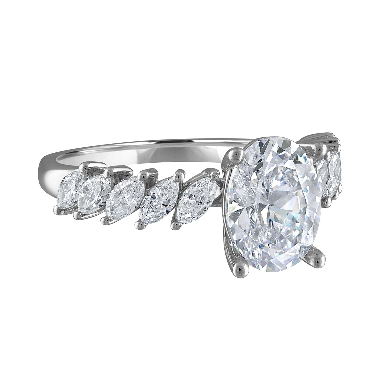 Semi-Mount Engagement Ring Tilted Marquee Diamonds RS8346