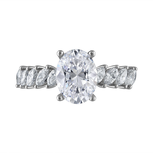 Semi-Mount Engagement Ring Tilted Marquee Diamonds RS8346