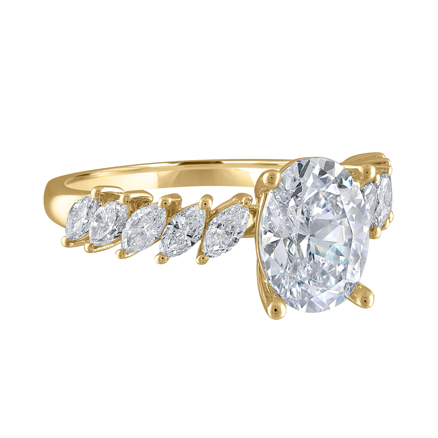 Semi-Mount Engagement Ring Tilted Marquee Diamonds RS8346