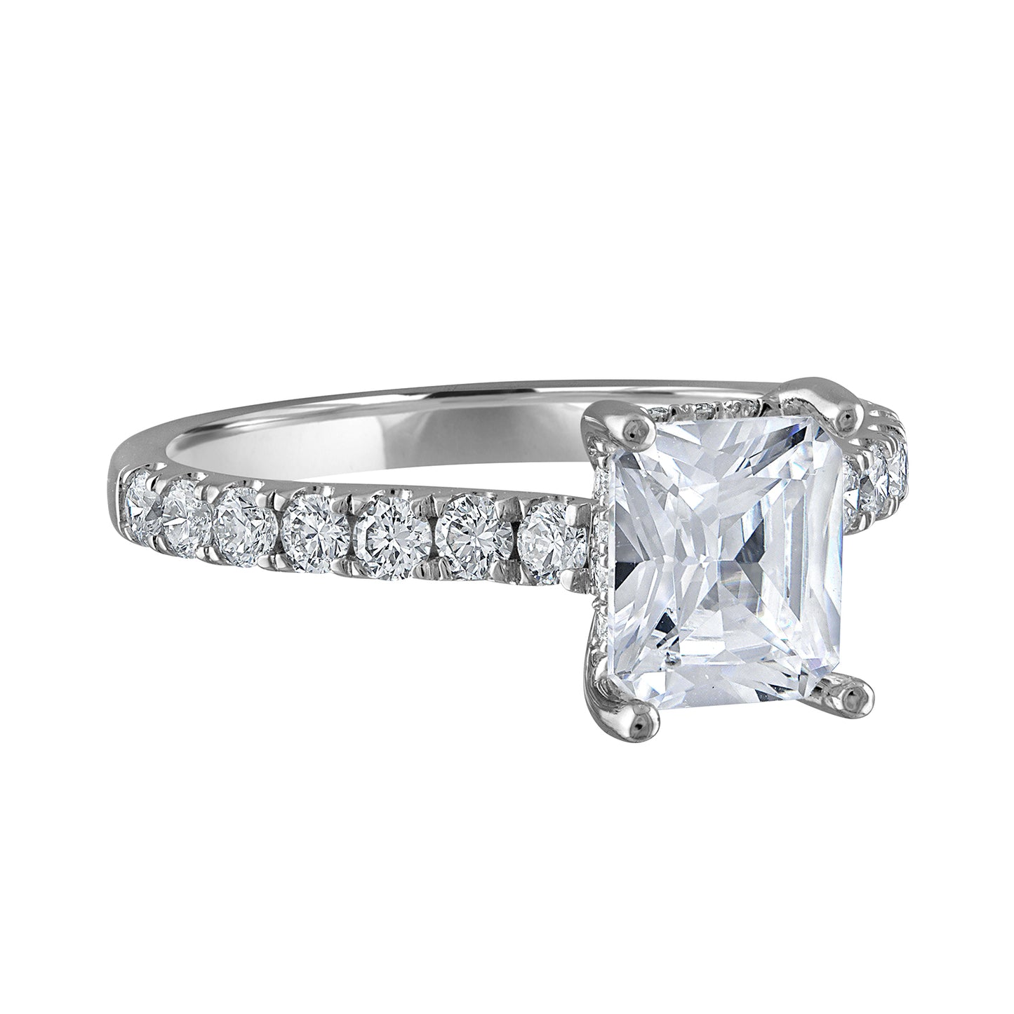 Semi-Mount Engagement Ring Emerald Cut With Under-Halo RS8355