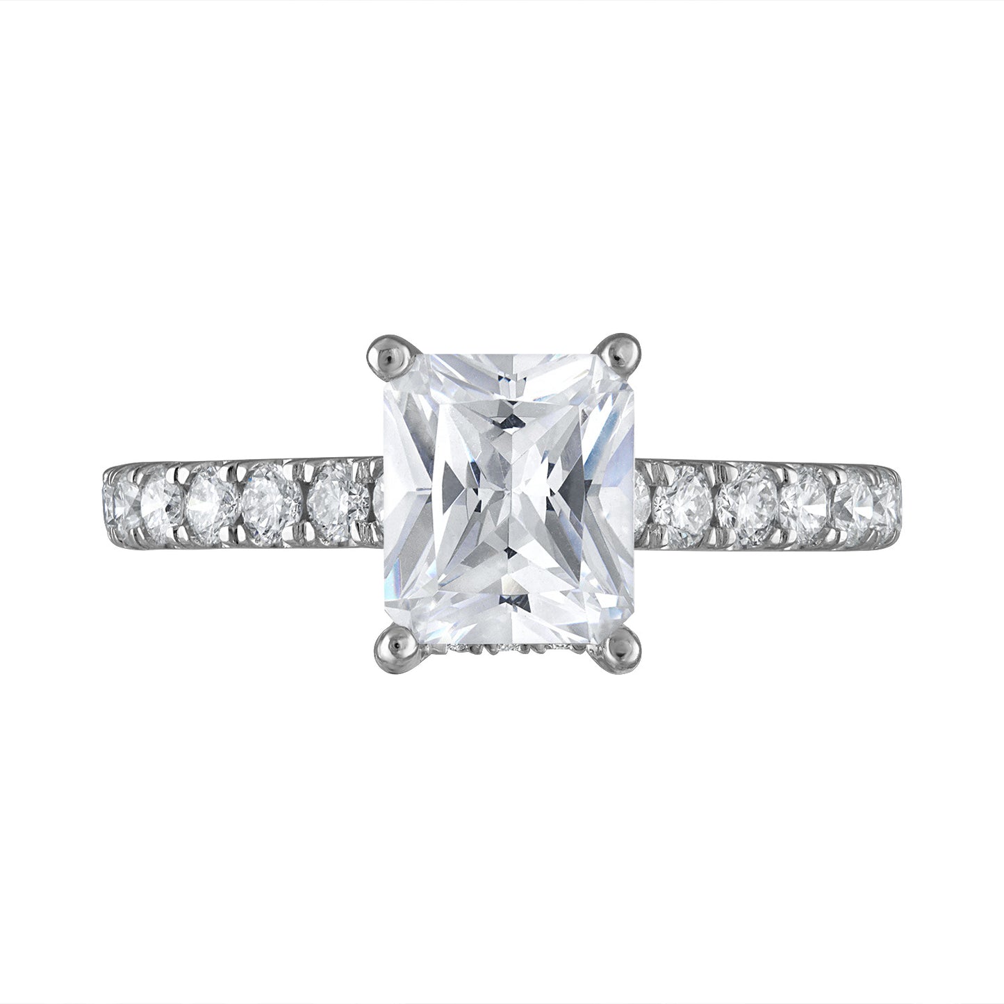 Semi-Mount Engagement Ring Emerald Cut With Under-Halo RS8355