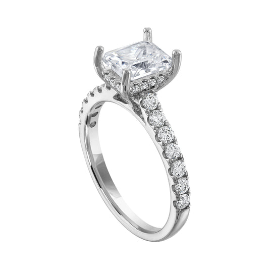 Semi-Mount Engagement Ring Emerald Cut With Under-Halo RS8355