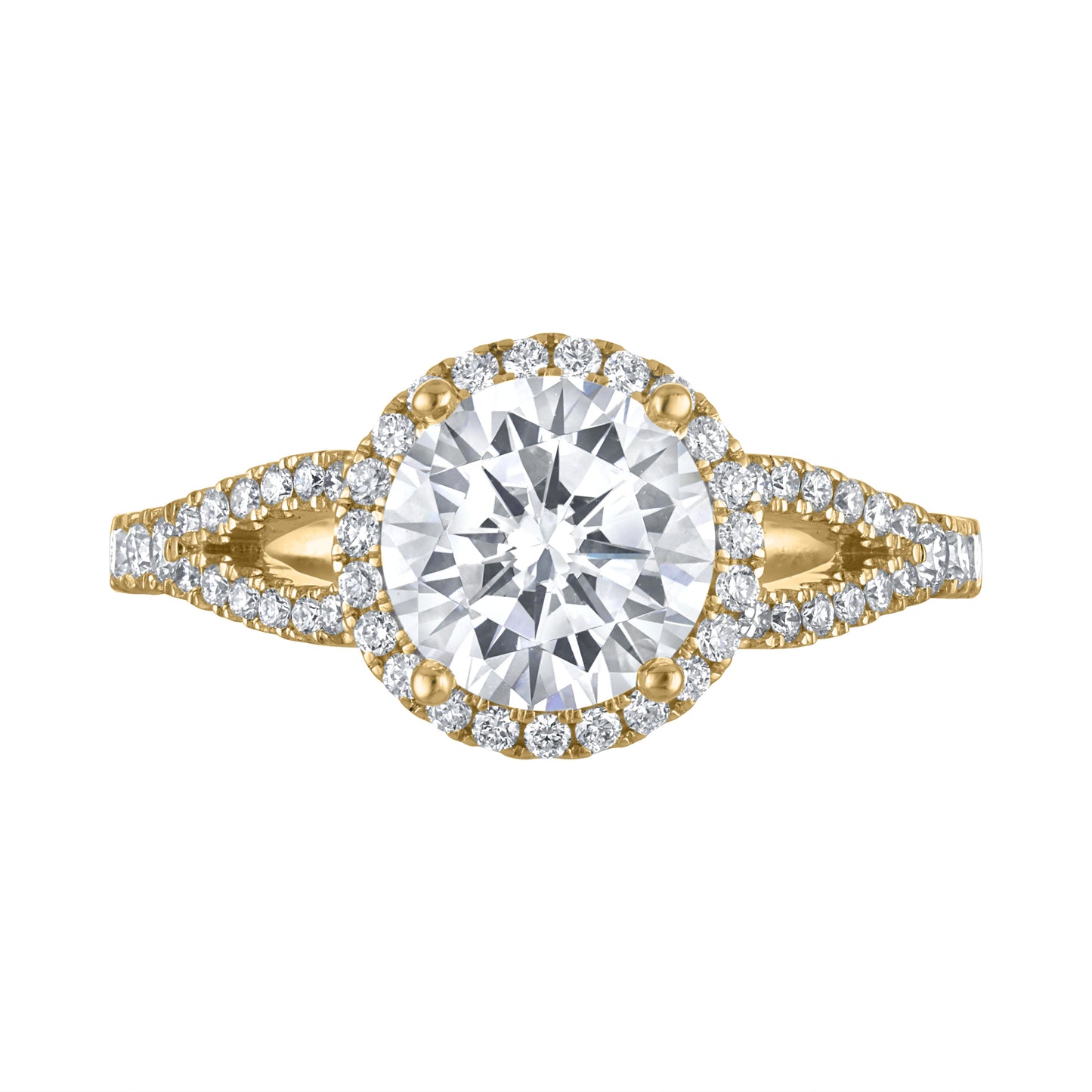 Semi-Mount Halo Engagement Ring with Split Shank RS8360