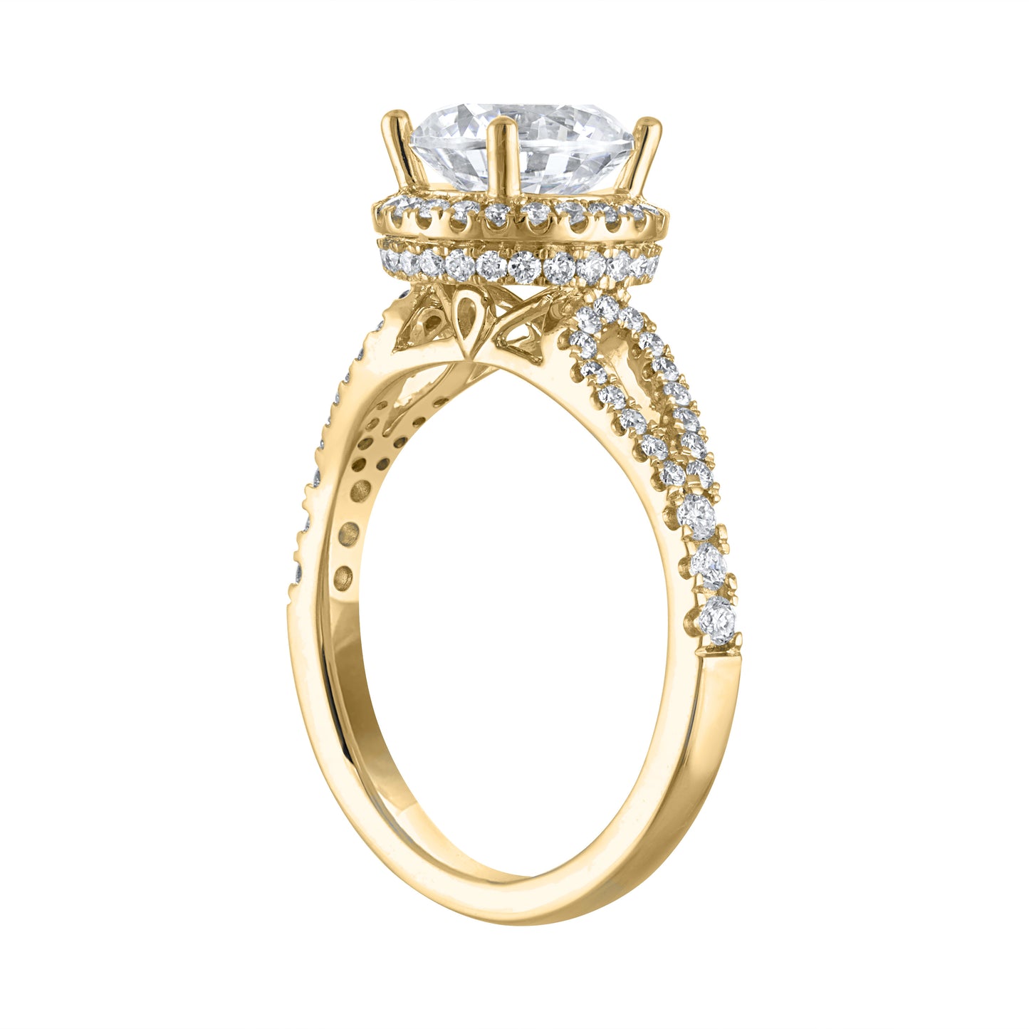 Semi-Mount Halo Engagement Ring with Split Shank RS8360