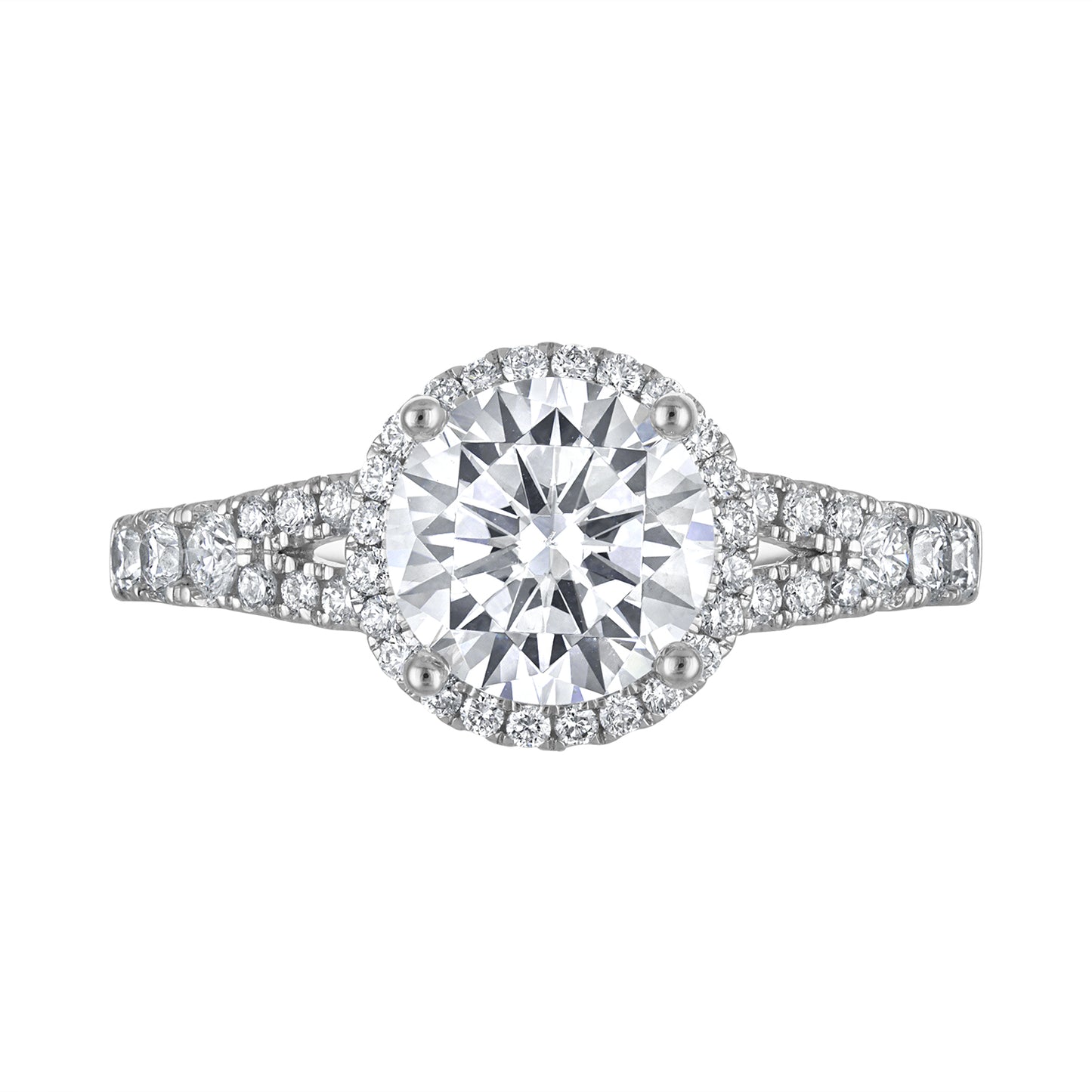 Semi-Mount Halo Engagement Ring with Split Shank RS8361