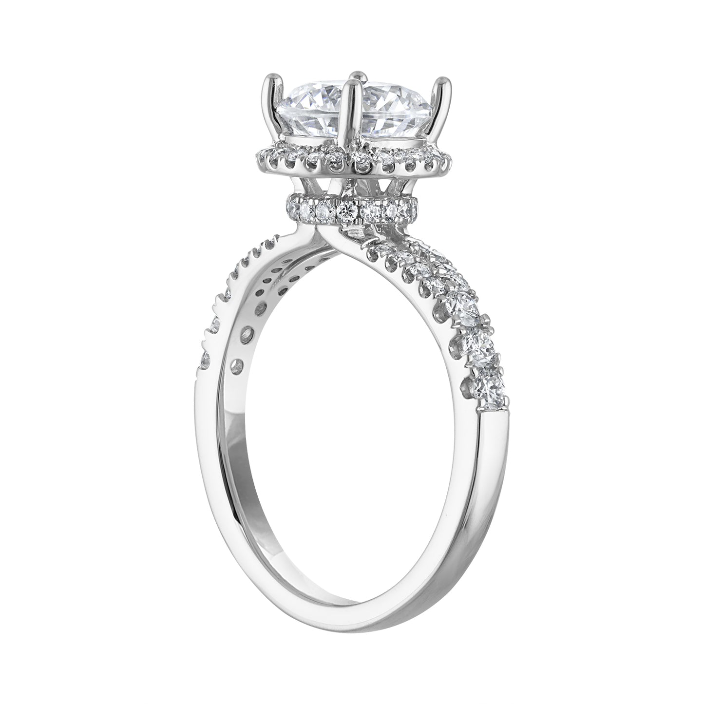 Semi-Mount Halo Engagement Ring with Split Shank RS8361